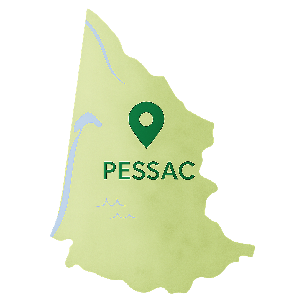 Carte vectorielle de la commune de Pessac Gironde – zones desservies par Terrasse‑de‑Bois.fr