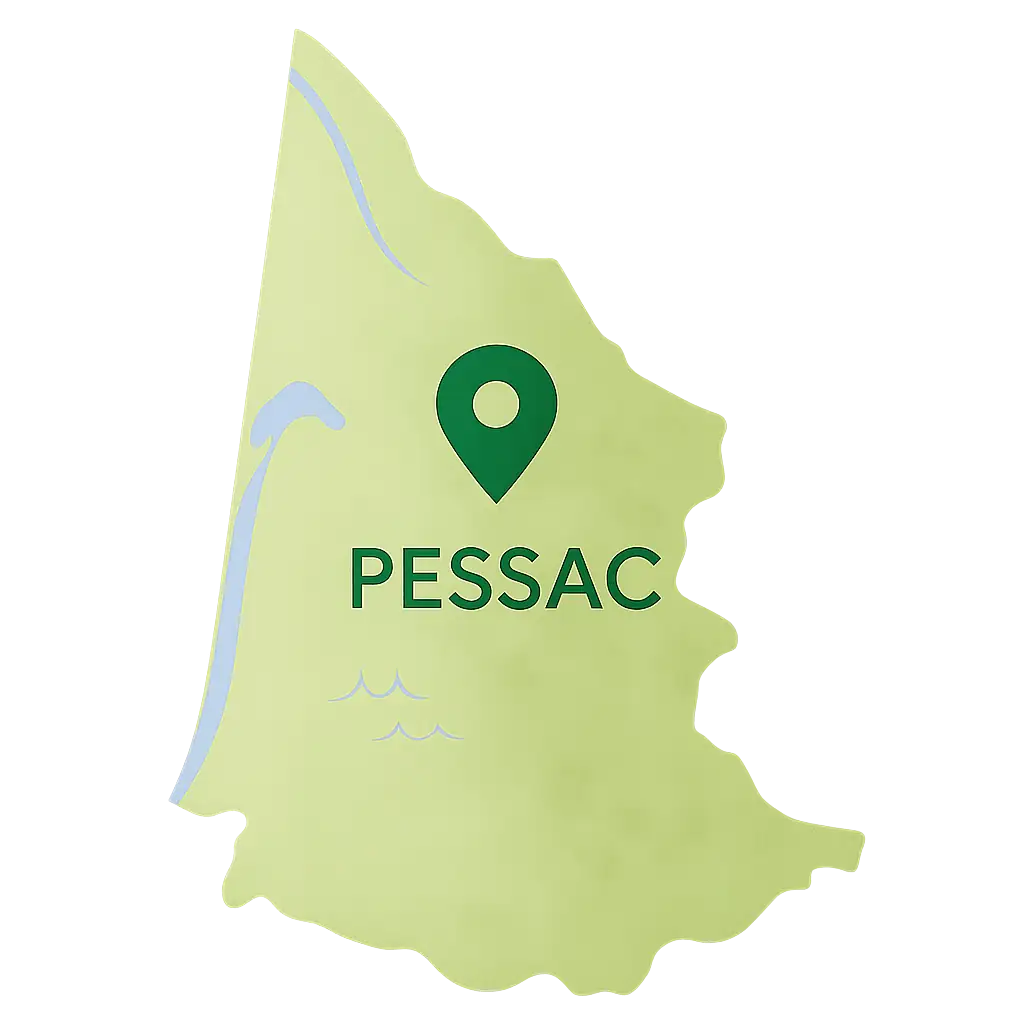 Carte vectorielle de la commune de Pessac Gironde – zones desservies par Terrasse‑de‑Bois.fr
